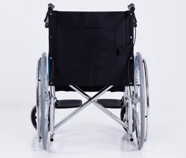 Portable Folding Wheel Chair Chrome Finish Manual Wheelchair Lightweight Mobility Aid - Image 3