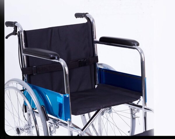Portable Folding Wheel Chair Chrome Finish Manual Wheelchair Lightweight Mobility Aid - Image 8